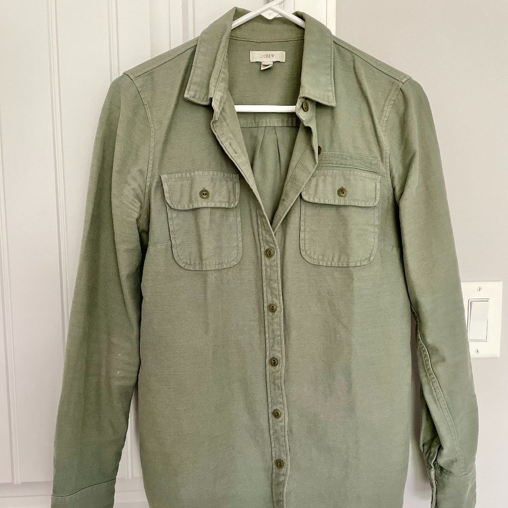 J. Crew Green Utility Boyfriend Shirt | Size 6